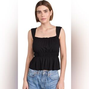 PAIGE Laureth Smocked Puff Sleeve Top – Black | NWT | Size S
